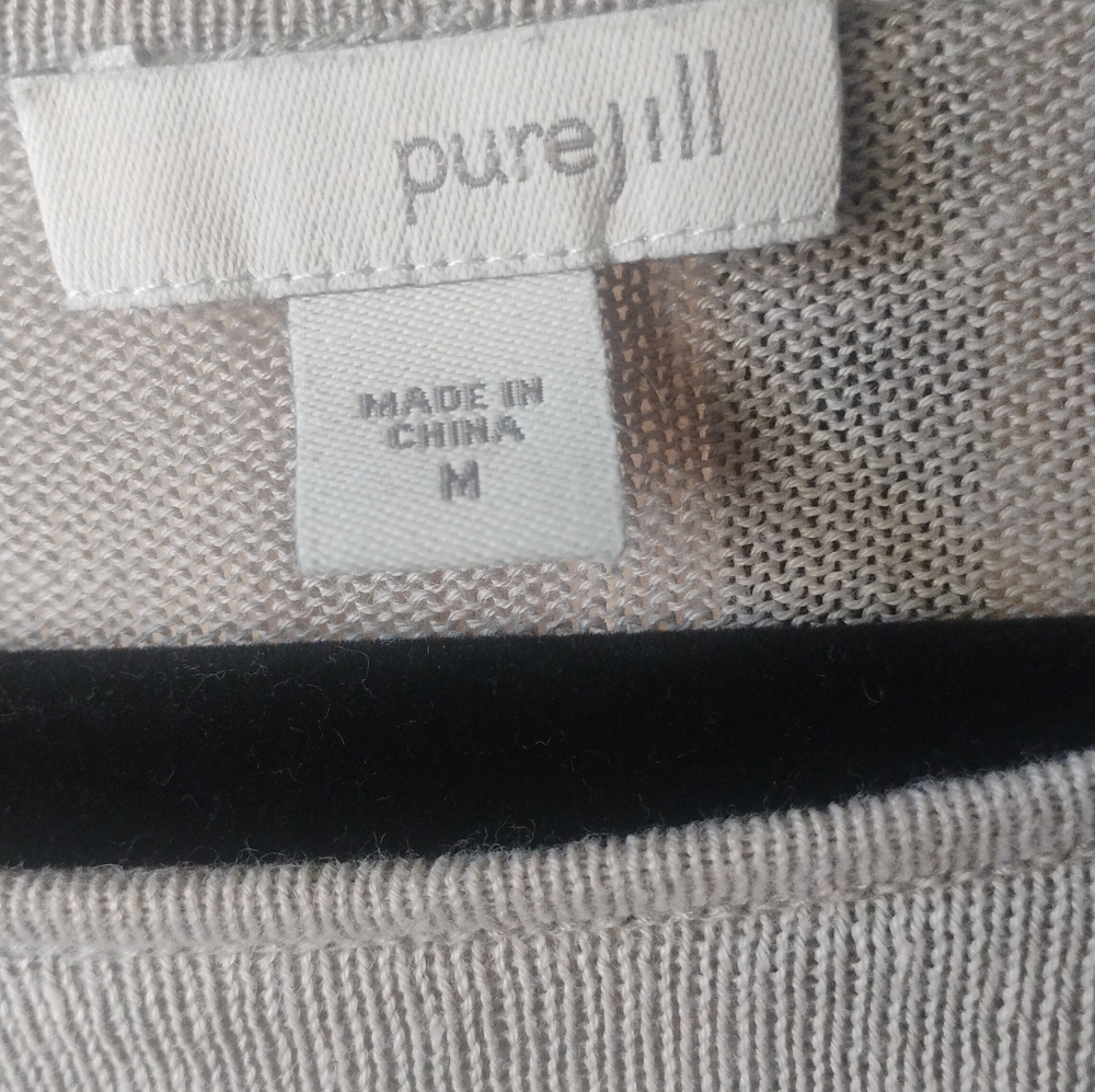 Pure Jill Women's Gray Linen Blend 3/4 Length Sleeve Tunic SZ M - Picture 3 of 4